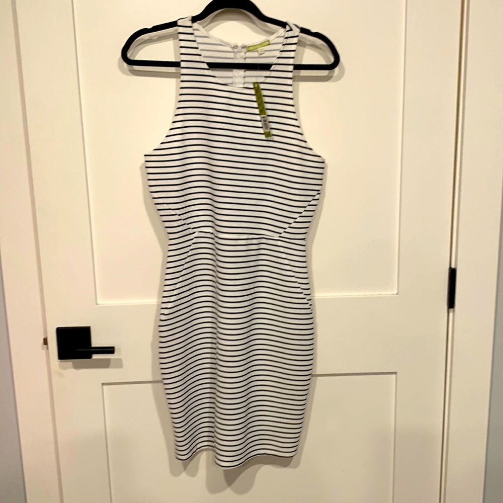 Gianni bini size large white dress with black stripes